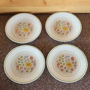 VTG. Corelle Meadow Pattern, Bread & Butter,  Dessert Plates - Set of 4. ☆☆☆